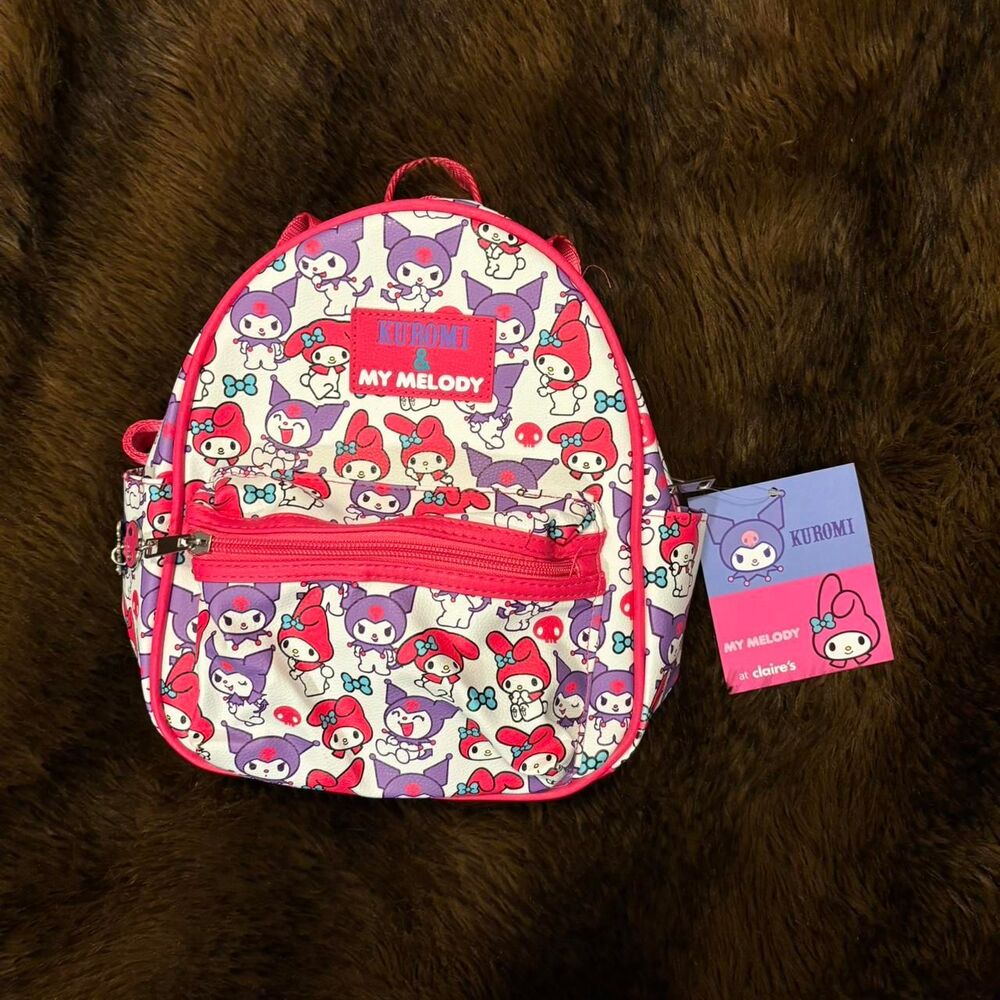 NWT Claire's Exclusive My Melody & Kuromi small pink backpack Sanrio Kawaii